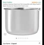 Stainless Steel inner pot for ninja foodie 8 quart