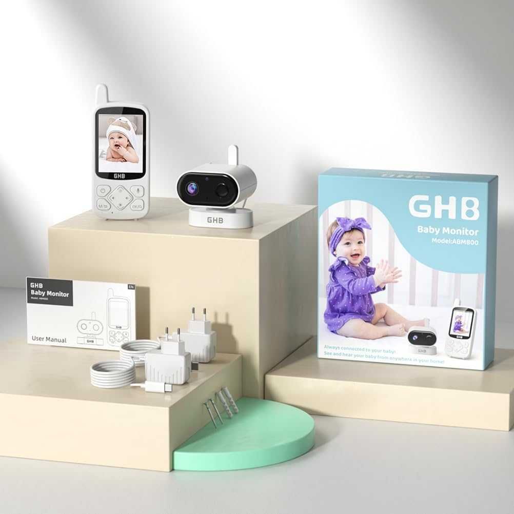 НОВ бебефон GHB с камера и нощно виждане, 2.8", двупосочно аудио...