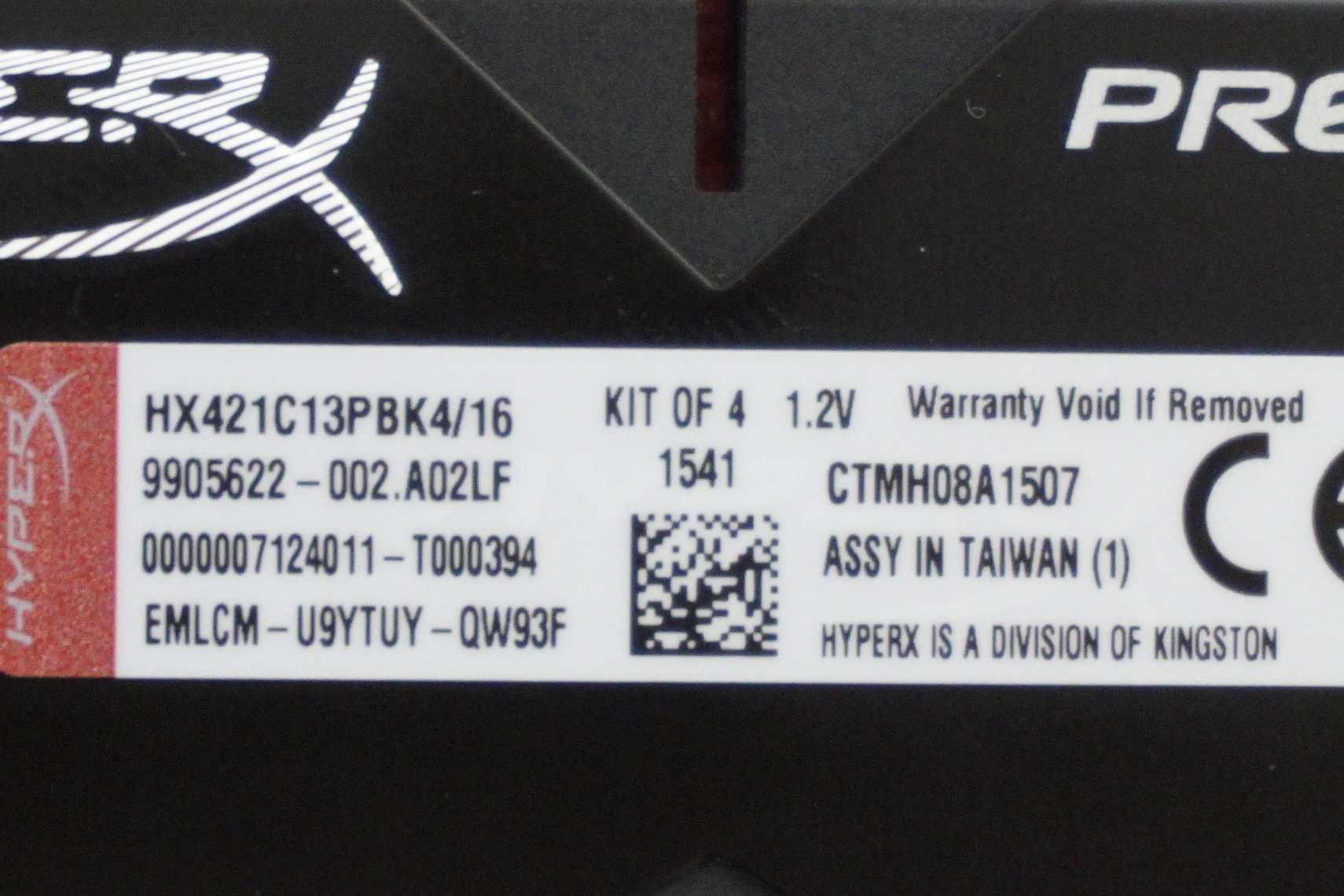 16GB (4x4GB) RAM DDR4 2133Mhz Cl 13 HyperX Predator / Вкл.ДДС