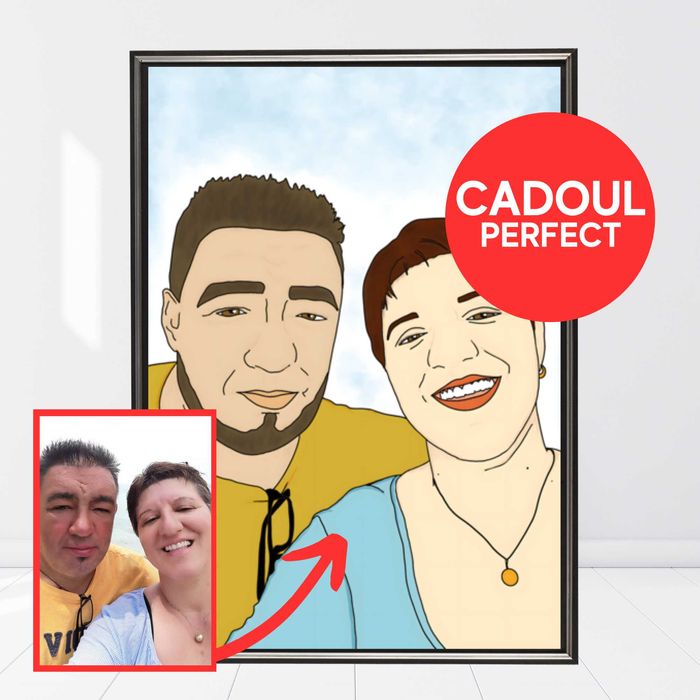 Tablouri Portrete Caricaturi la Comanda, Cadou Barbati Femei Cuplu