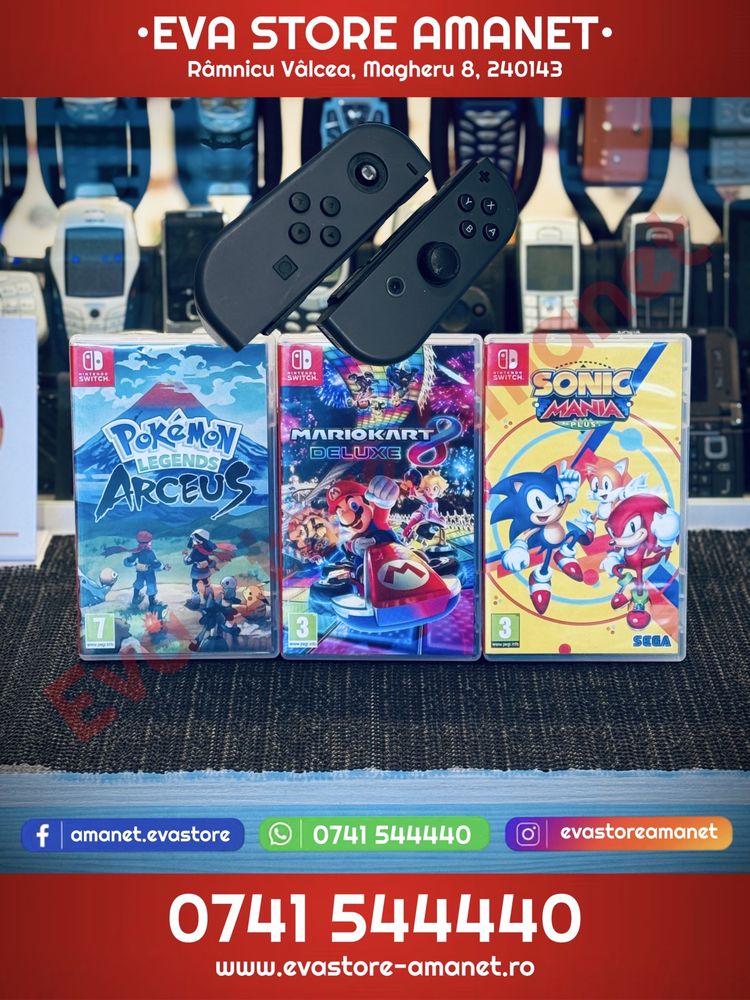 Consola Gaming Portabila NINTENDO Switch 32GB cu 3 Jocuri si accesorii