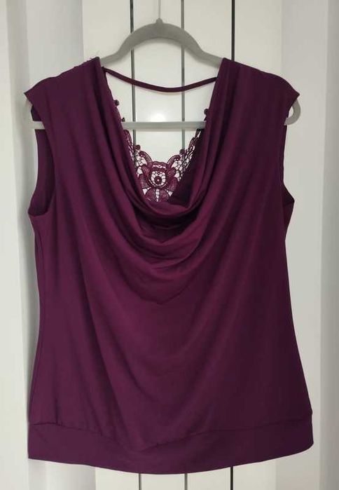 Bluza eleganat vișiniu cu dantelă