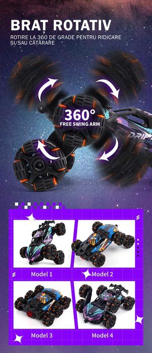 Masina Stunt RC cu Telecomanda, Roti Rotative 360°