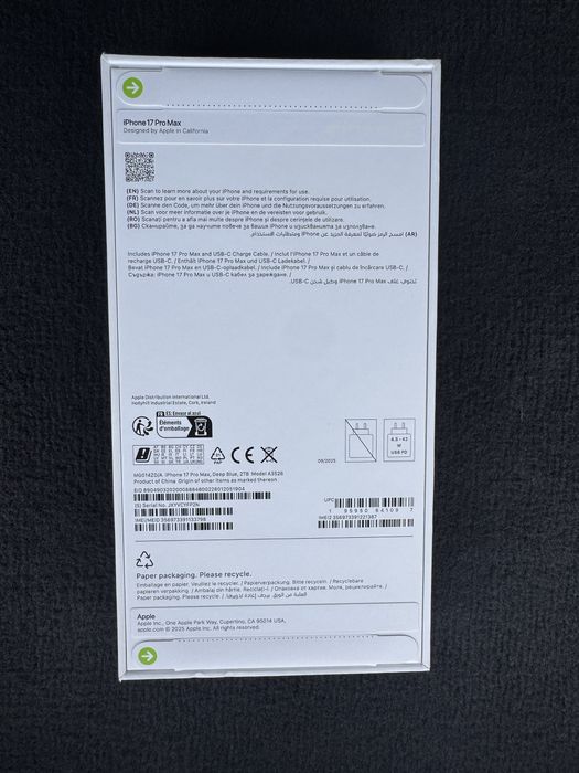 Iphone 17 Pro Max Deep Blue 2TB Nou/Sigilat