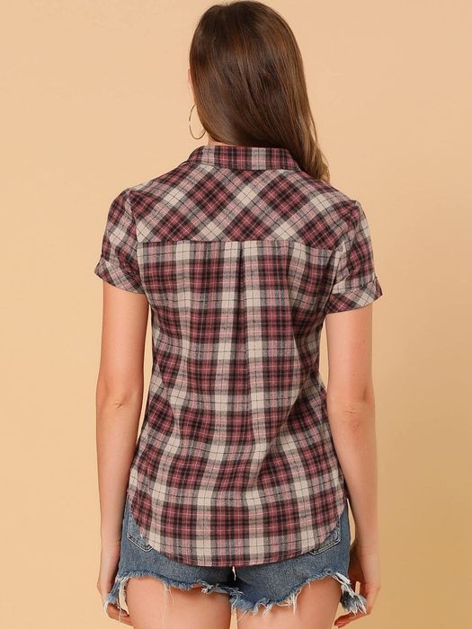 Дамска карирана риза Allegra К бежово-червен цвят L