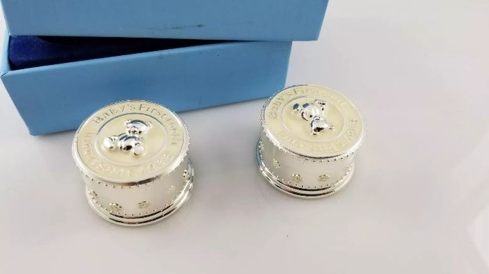 Set cutiute argintate primul dinte si par bebelusi, Newbirdge Irlanda