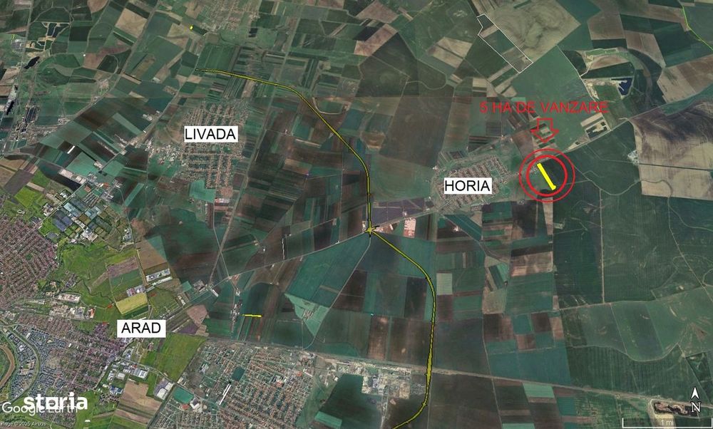 5 Ha teren neproductiv la sosea in Horia, 10 km de Arad
