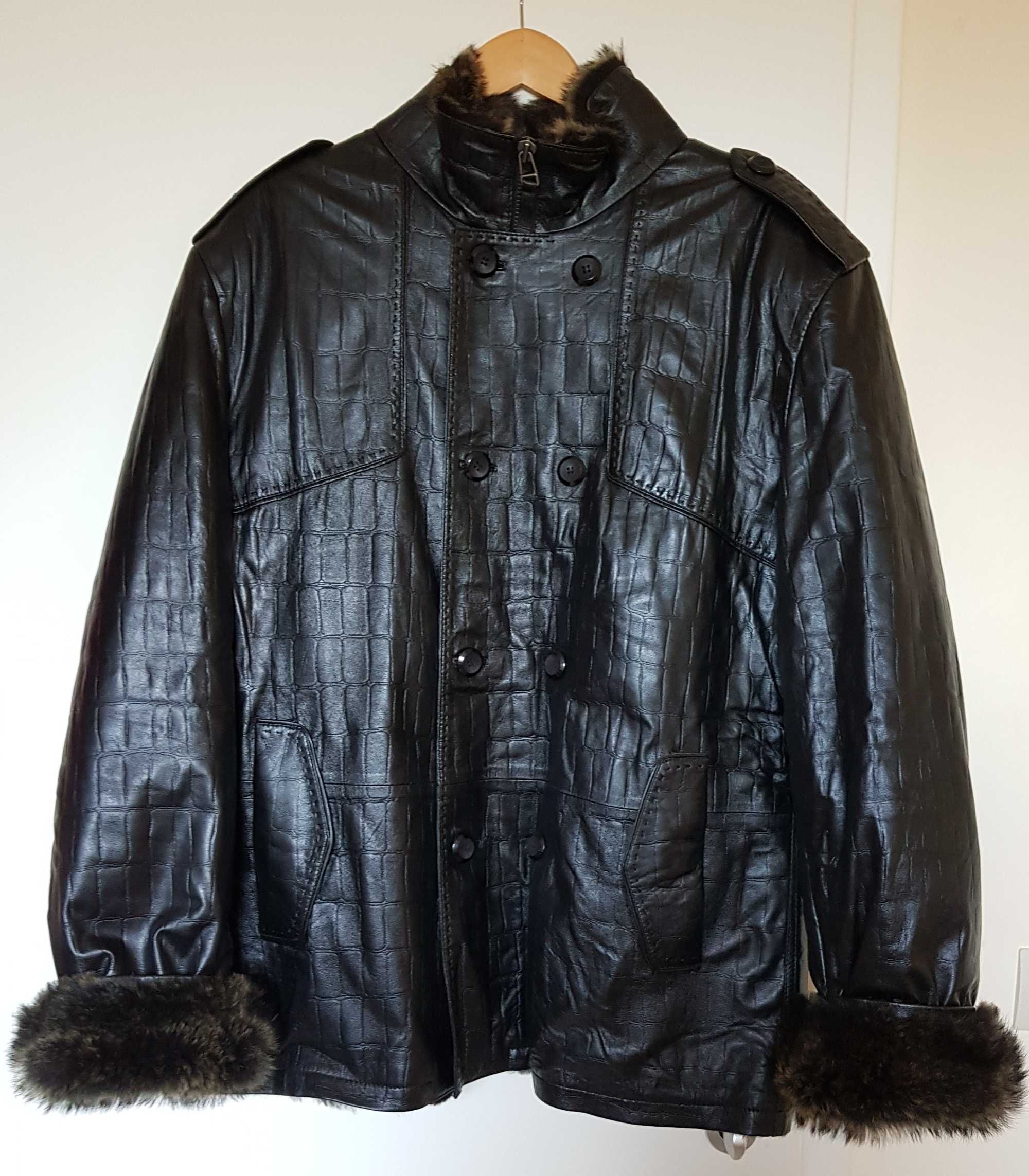 СПЕШНО Мъжко палто от естествена кожа и косъм EU size 60 (X-Large ½)