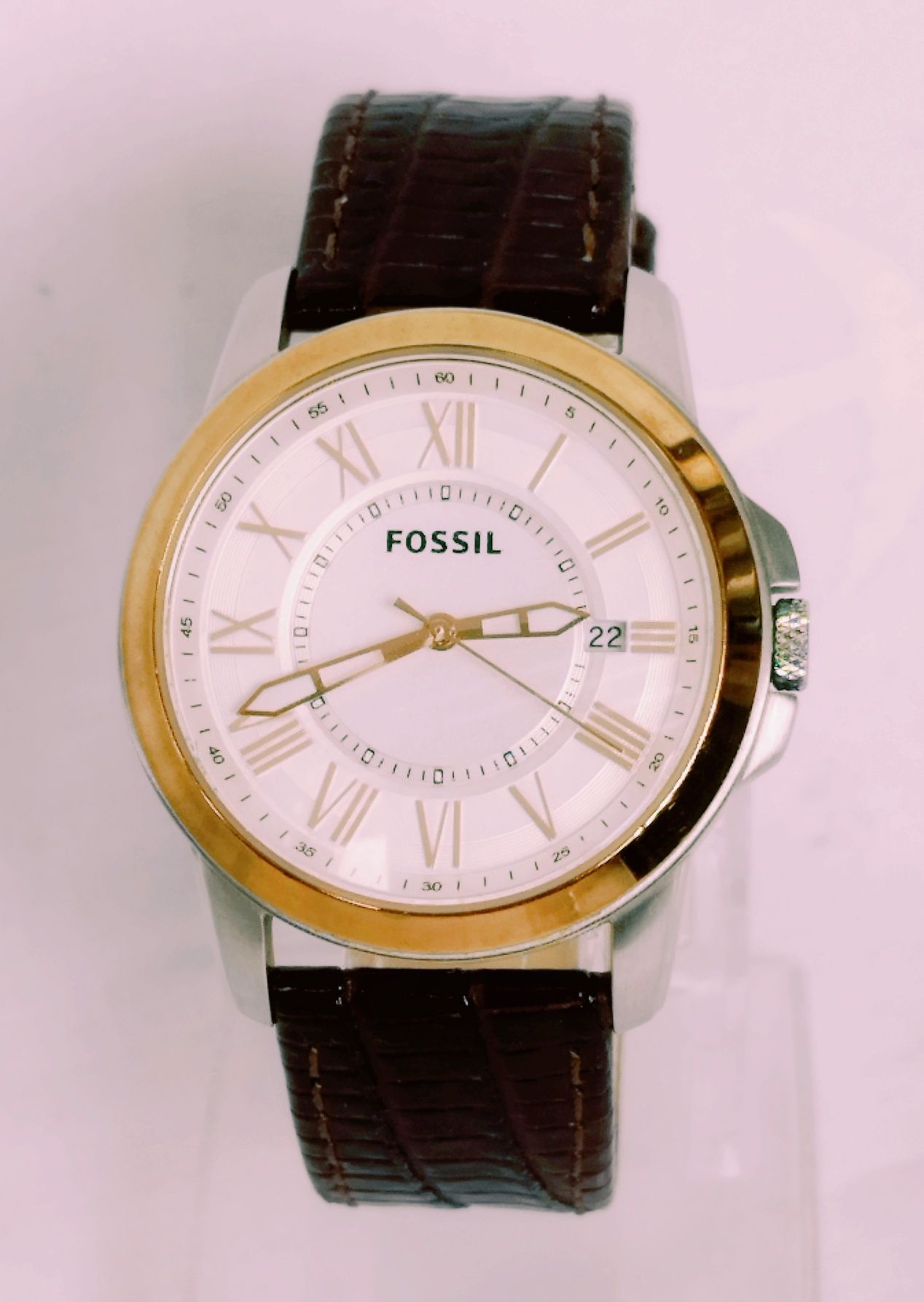 Ceas de damă Fossil Grant FS4965 cu Quartz, dată și curea din piele.