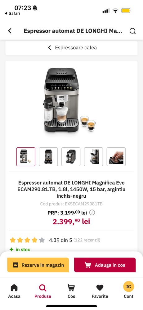 Espressor automat De'Longhi Magnifica Evo ECAM 290.81.TB