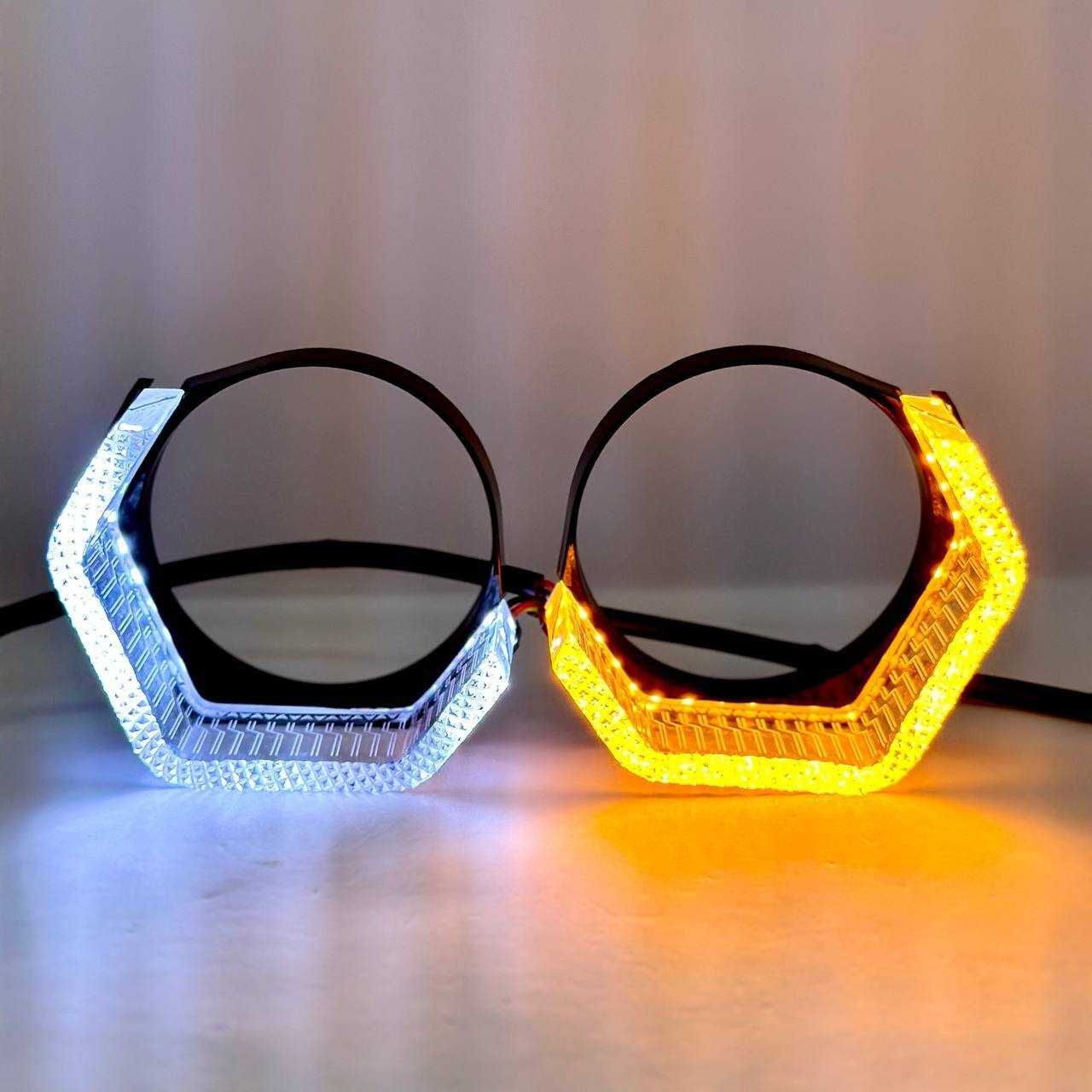 Set inele rectangulare DRL / lumina de zi si semnalizare lupe 3 inchi