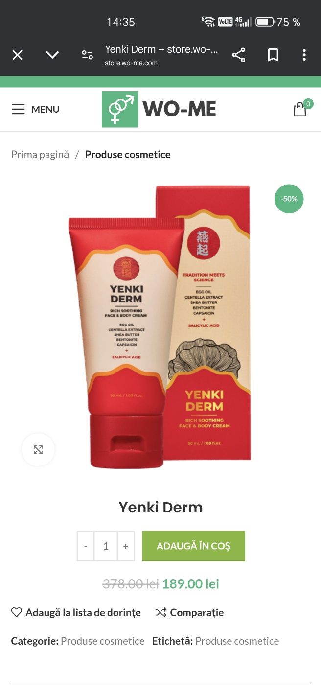 Crema de fata Yenki Derm 50ml