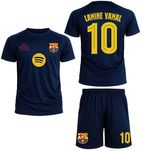 Екип тениска и шорти БАРСЕЛОНА BARCELONA Yamal с ИМЕ и НОМЕР по ИЗБОР!