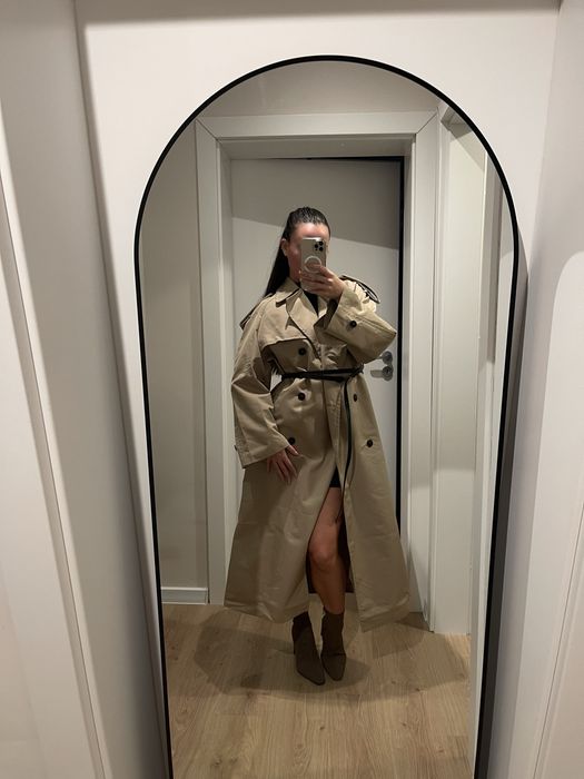 Water repellent oversized trench coat