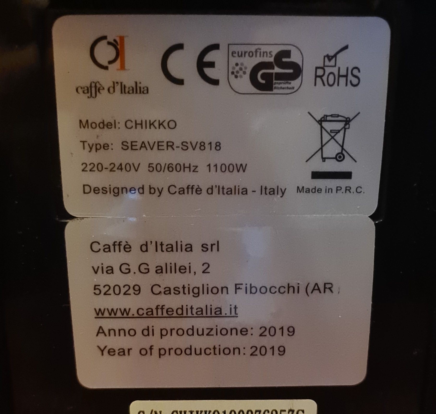 Кафе Машина Caffe D'italia Chikko