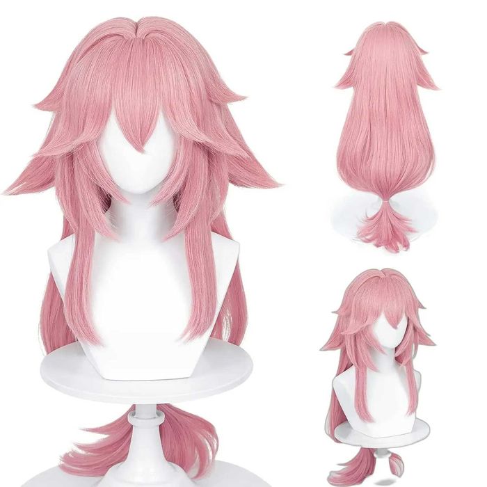 Аниме розова перука с уши Cosplay Genshin Impact Yae Miko