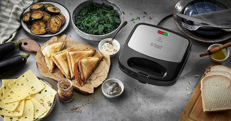 ПРОМО 2г Гаранция Нов Мощен Грил Преса Russell Hobbs Fiesta 3в1 , 750W