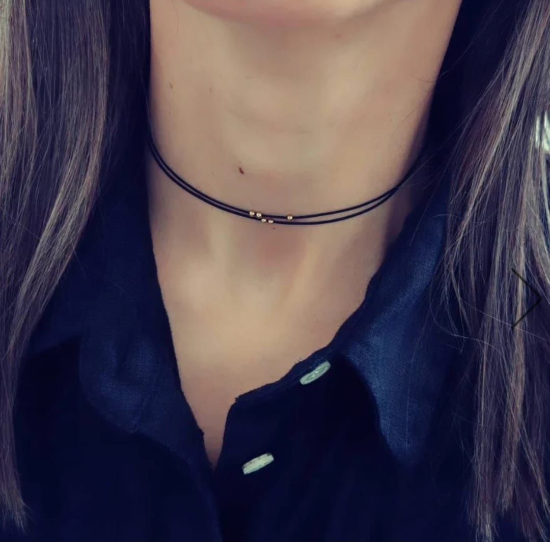 Choker, colier cu bile din aur 14 carate!