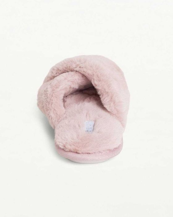 Розови пухкави домашни чехли