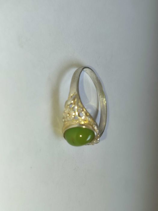 Нежное серебряное кольцо с камнем ХРИЗОПРАЗ, разм.19
