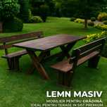 Set mobilier de gradina lemn masiv  masa si banci vopsite,noi,  2,5 m