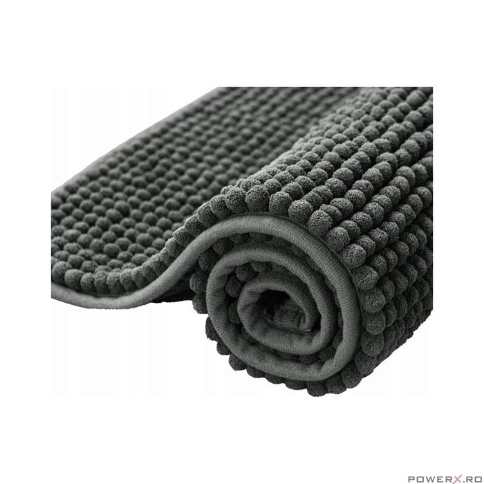 Covoras pentru baie, moale, pufos, gri, antiaderent, 50x80cm, Sepio