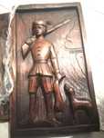 Sculptură rustică din lemn masiv – Scenă de vânătoare