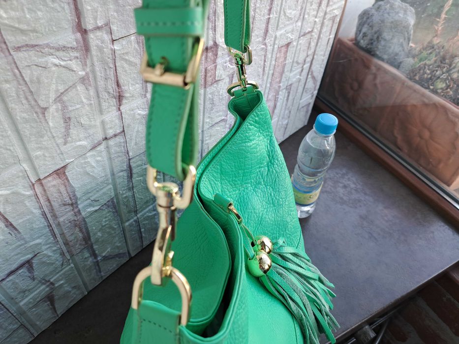 дамска чанта, Mulberry,голяма зелена торба-естествена кожа