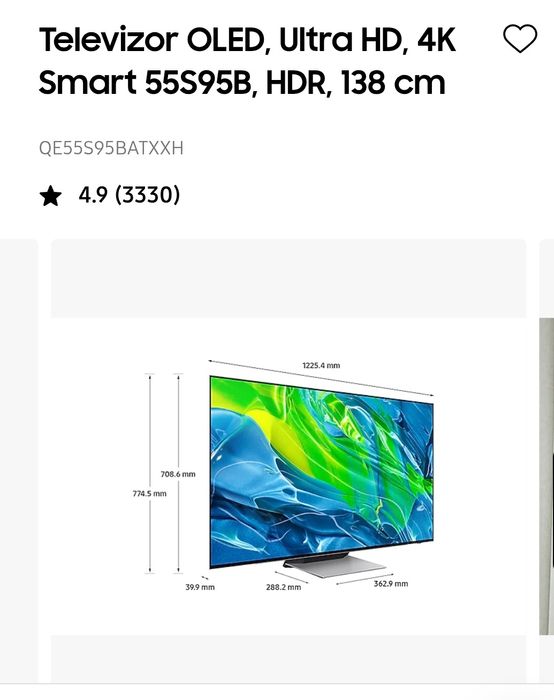 Vand TV Samsung OLED S95B, 138 cm, 2023