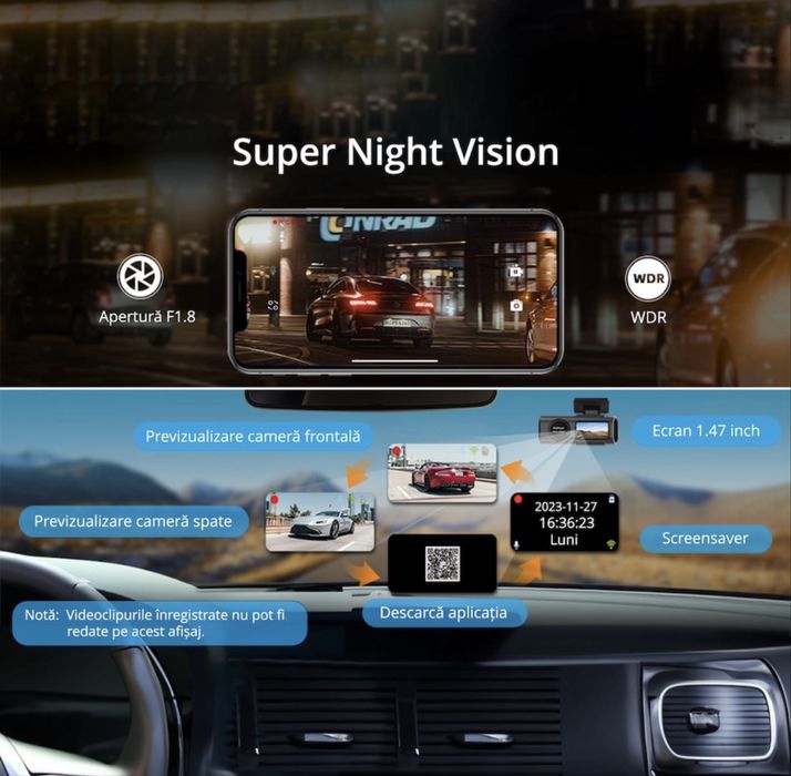 ***NOU*** Camera Auto DVR ROAD-X 4K fata-spate