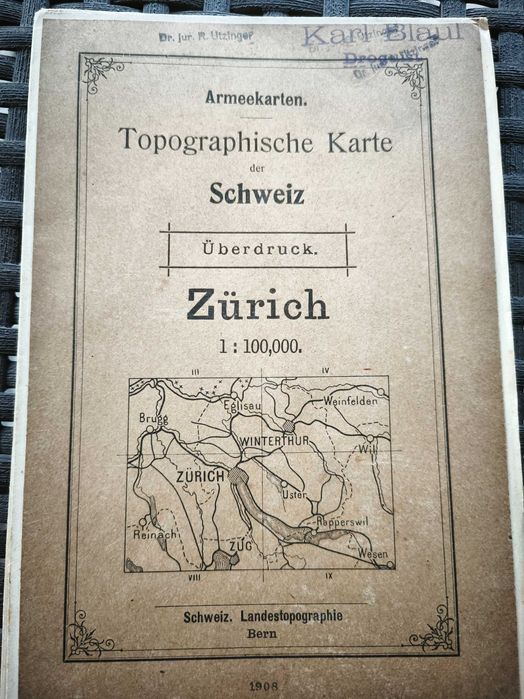 Harta topografica a xonei orasului Zürich 1908