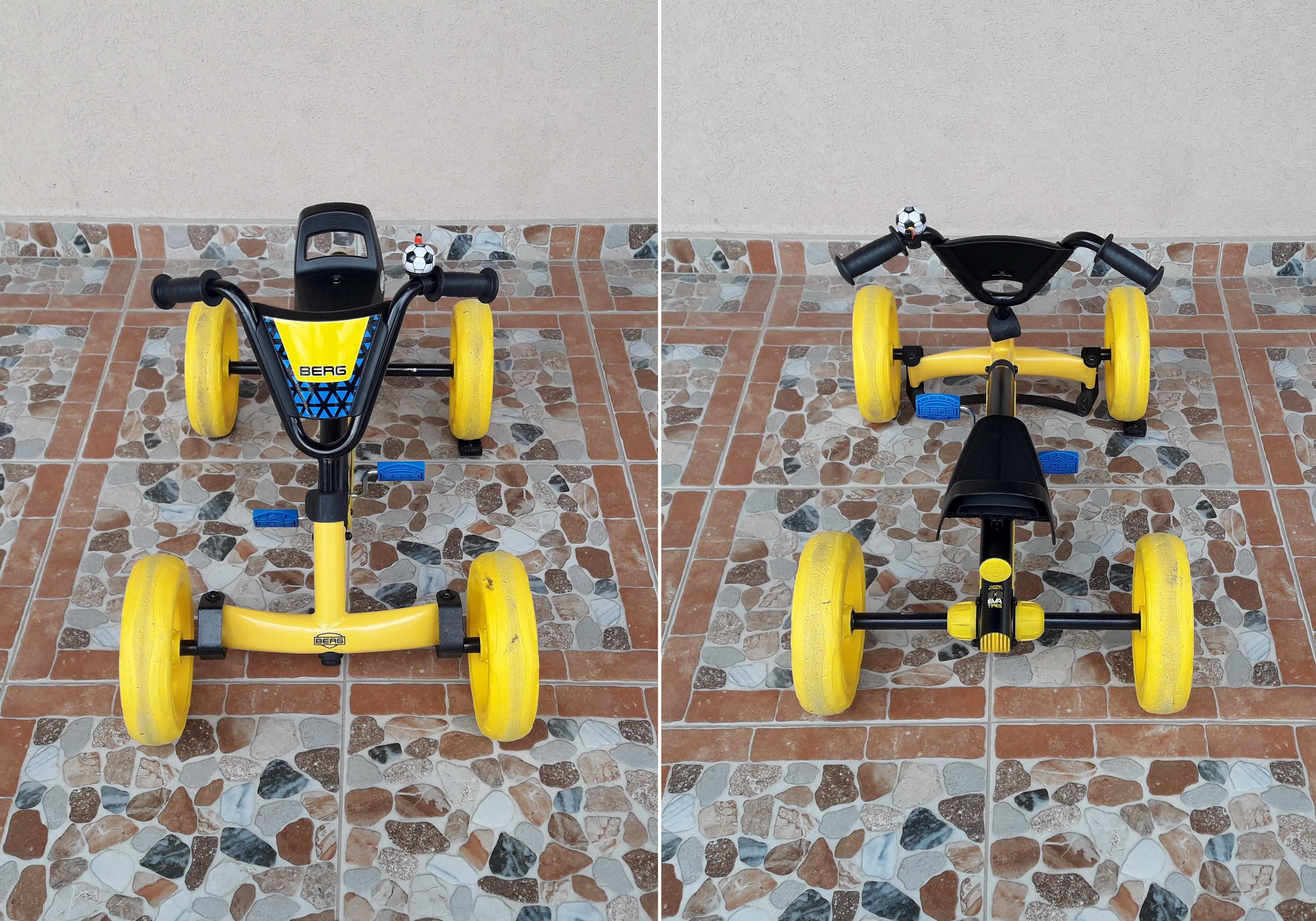 Cart (Kart) cu pedale pentru copii Berg Buzzy BSX – galben/albastru