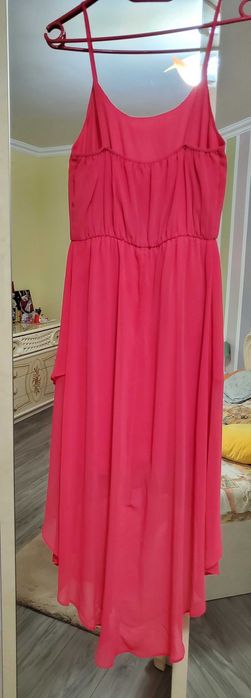 Rochie marime 42, culoare corai asimetrica