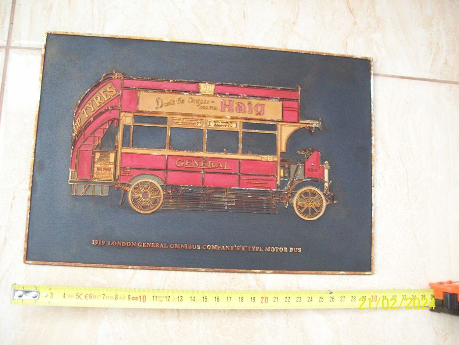 Tablou vechi autobuz epoca HAIG 1919 pt decor cafenea sau bar