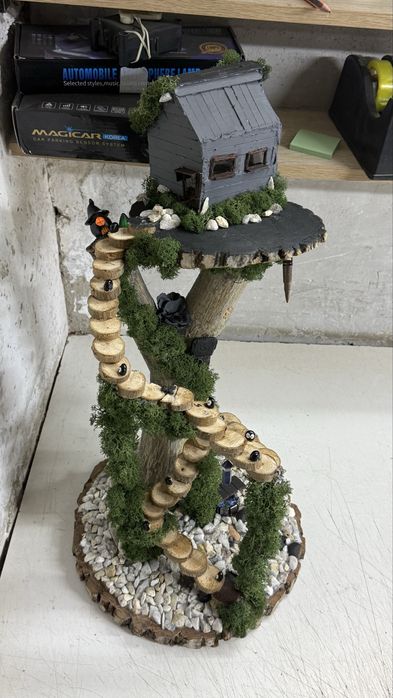 Миниатюрный домик на дереве — ручная работа