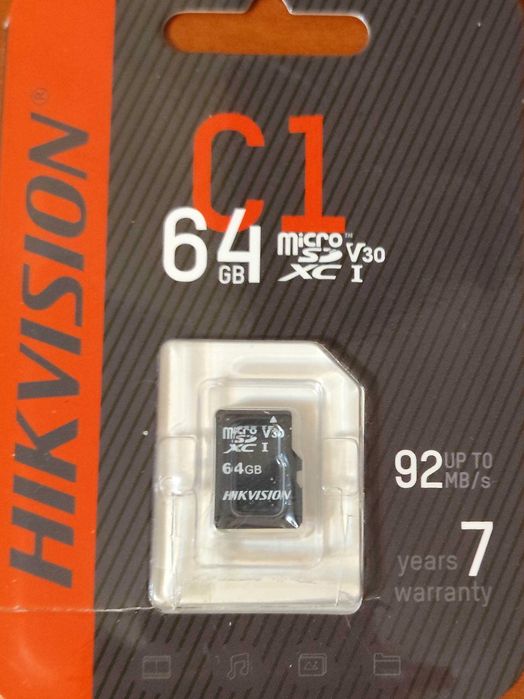 SD Карта памяти Micro SDXC 64Gb Hikvision С1, Class 10 UHS-I