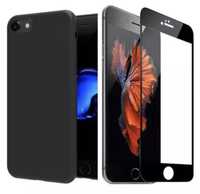 Pack Husa Silicon Neagra / Clara si Folie Sticla - Iphone SE 7 8 PLUS