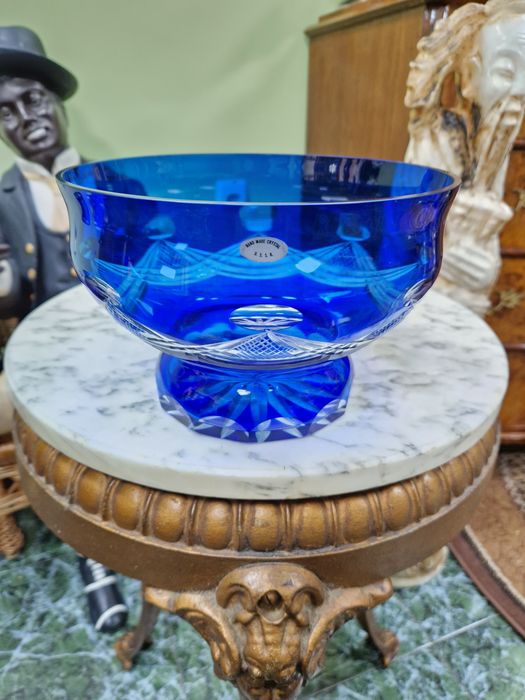 Рядка страхотна английска съветска кристална фруктиера купа