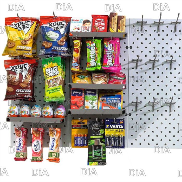 Teshilgan panel, перфопанель, do'konda ilgaklar uchun panel