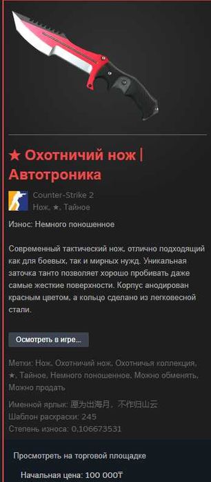 CS2, Охотничий нож | Автотроника, Немного поношенное