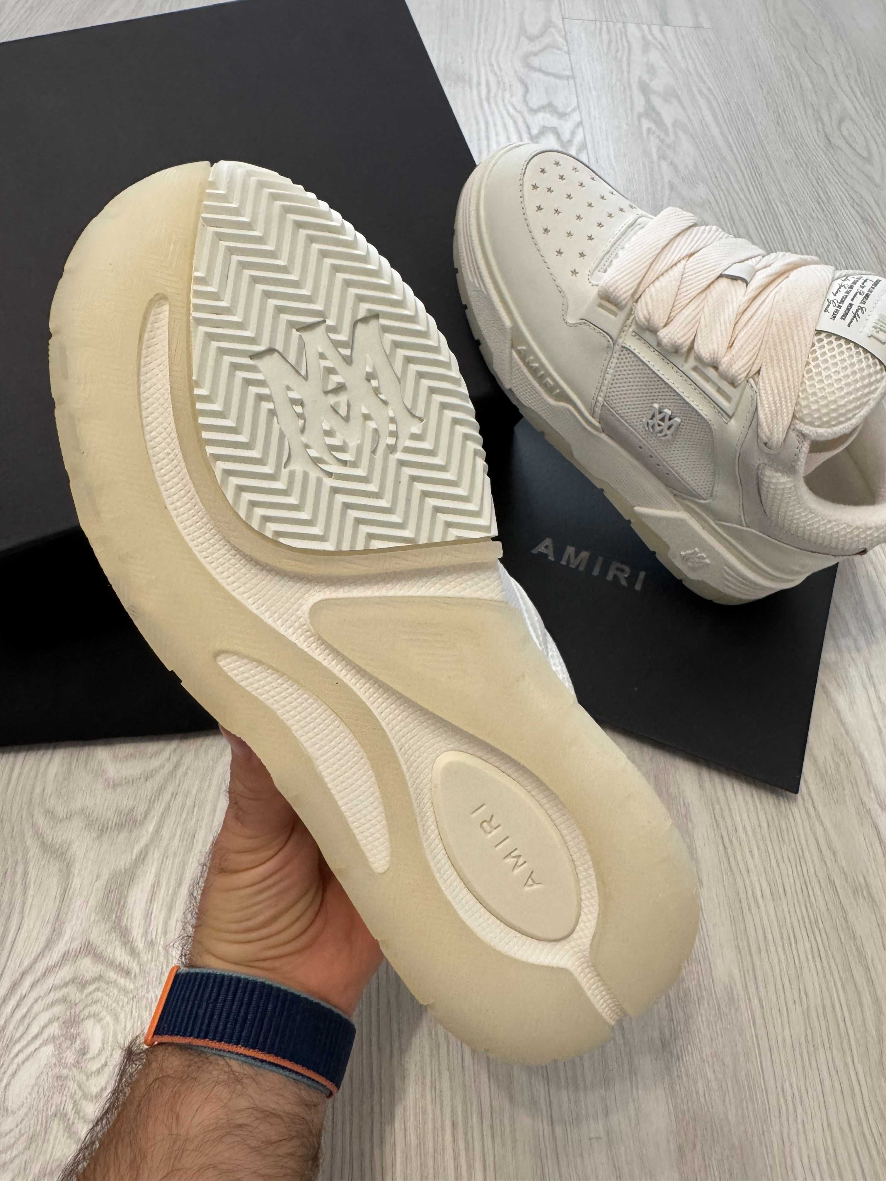 Adidasi Amiri MA-1 Lace-Up Sneakers - White Premium din Piele - NOI