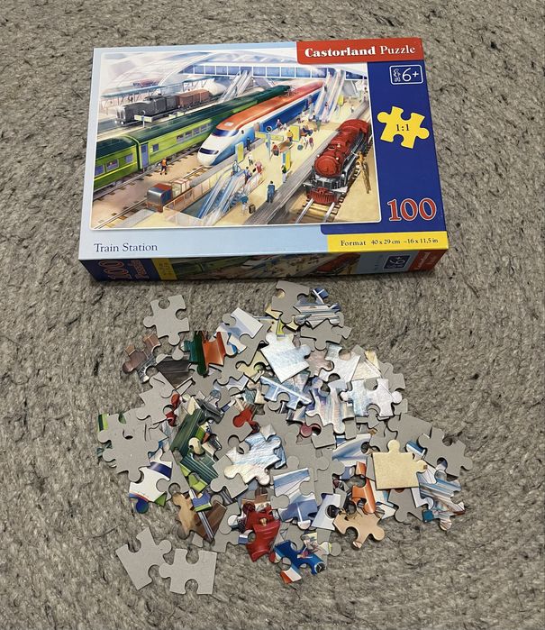 Puzzle Castorland Train Station de 100 piese pentru copii 6+ ani