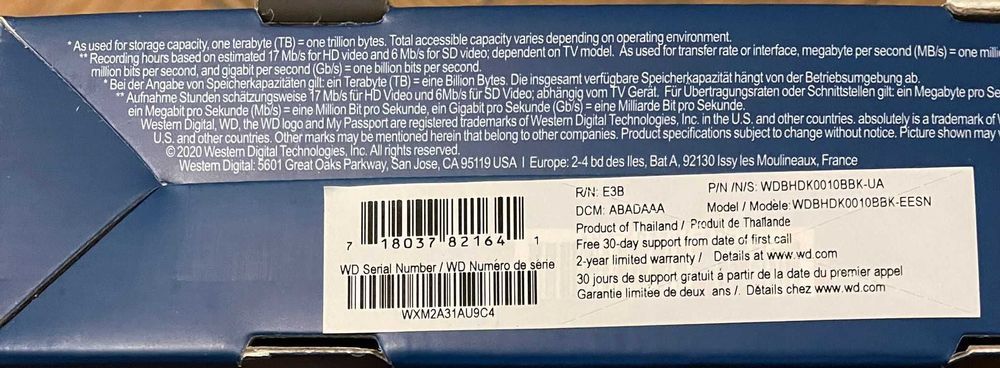 WD My Passport 1TB AV-TV HDD Extern Inregistrare TV NOU SIGILAT