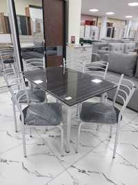 Комплект стол 6 стульев 
Размер 120*80
Металлические