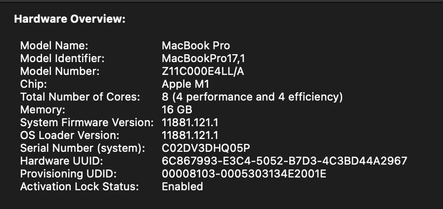 Apple MacBook Pro Touch Bar 13-inch 2020 M1 8-Core RAM-16GB SSD-512GB