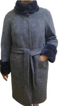 Зимнее пальто с норковым воротником и рукавами