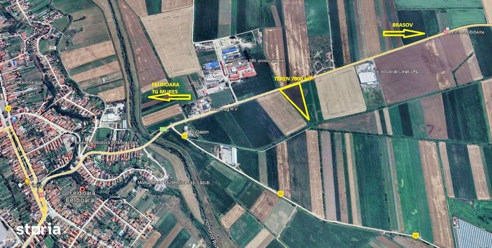 Teren industrial Feldioara cu front generos la DN13