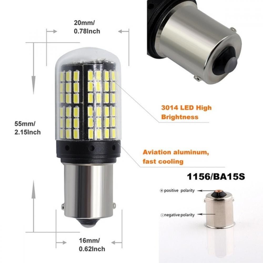 Автомобилна LED крушка BA15S 144 SMD 3014