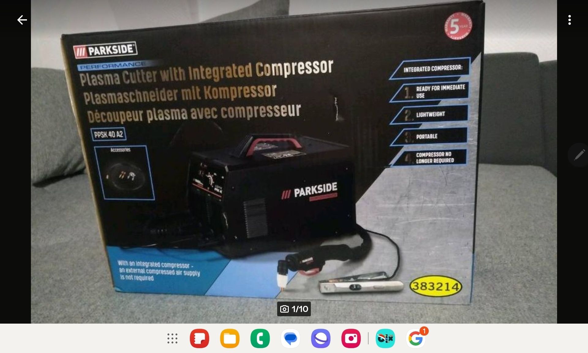 TAIETOR CU PLASMA Parkside cu kompressor PPSK 40 A2 / 220V NOU