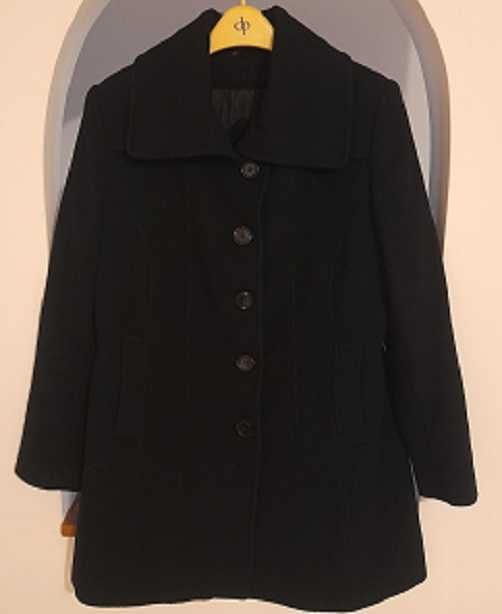 palton negru trei sferturi din stofa de calitate 48